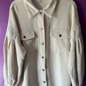 She + Sky Cream Corduroy Shacket